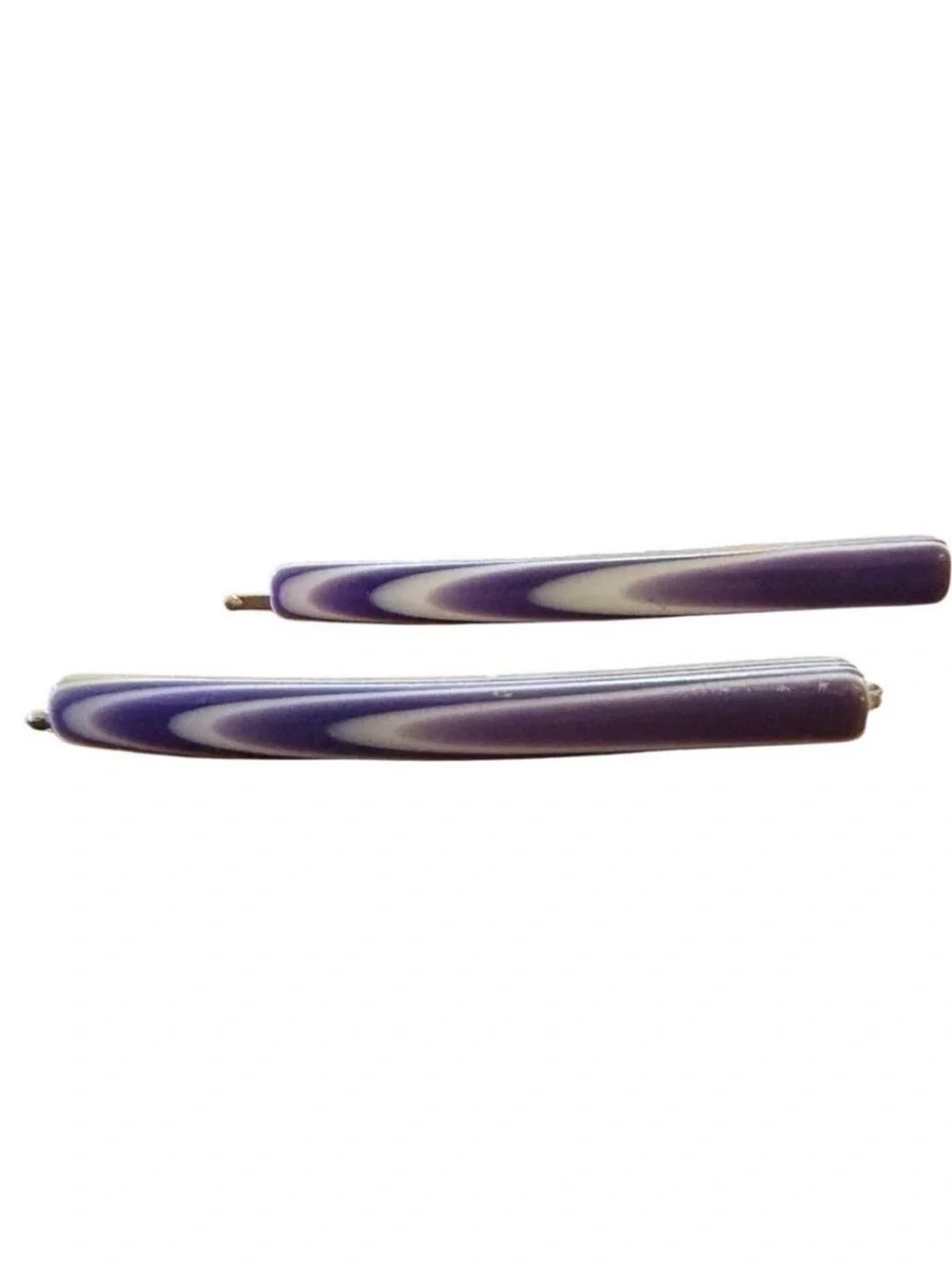 1970’s Vintage Purple & White Thick Plastic Bobby Pins, Retro Design